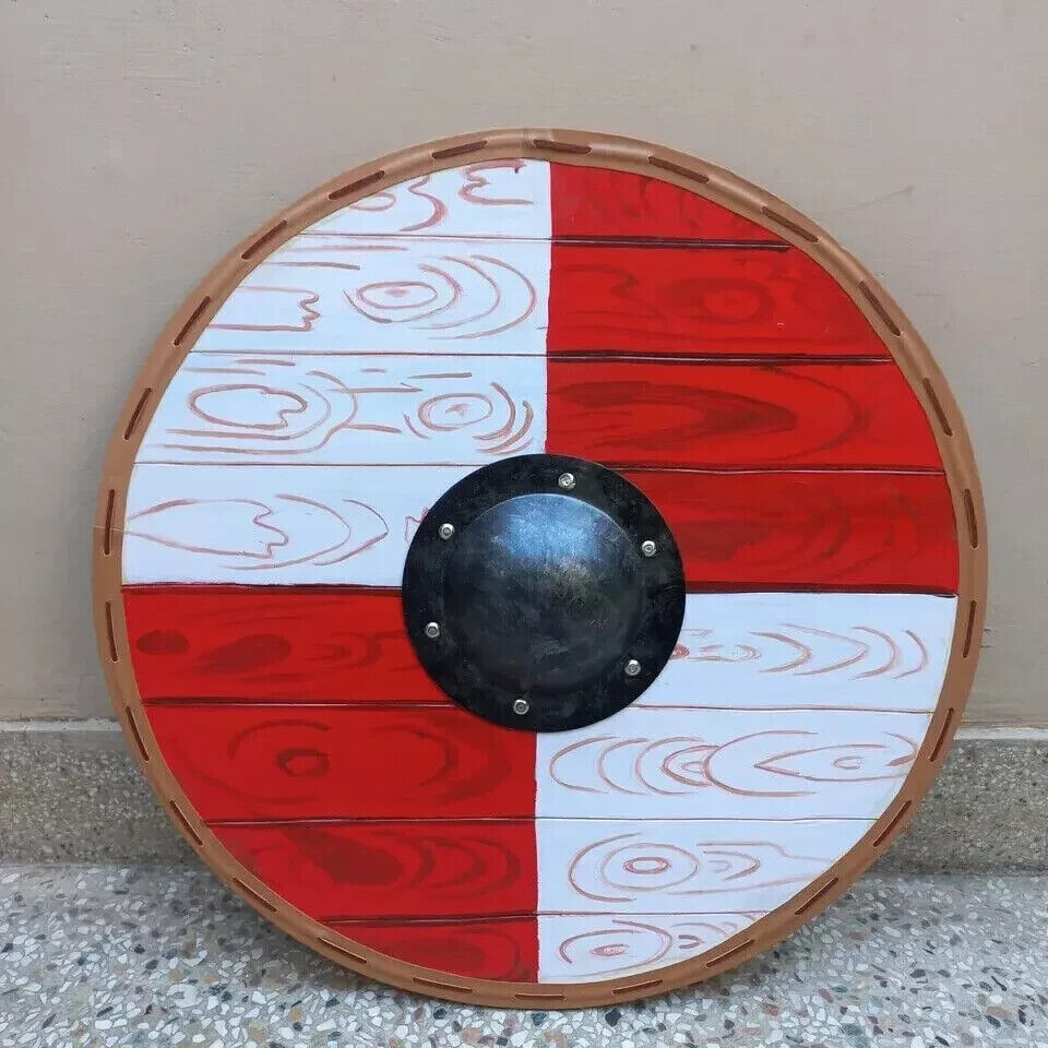 Medieval Viking Round Shield Fully Functional Warrior Wood Shield For Battle 24"