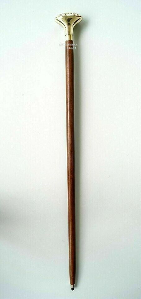 Victorian Solid Brass Designer Head Handle Vintage Wooden Cane Walking Stick New