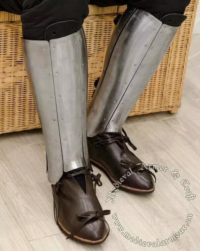 Medieval Legs Protection pair of Greaves Larp SCA Steel knight armor Greaves .