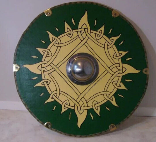 24" Medieval Celtic Viking Shield Wood & Metal SCA LARP Warrior crhistmis Gift