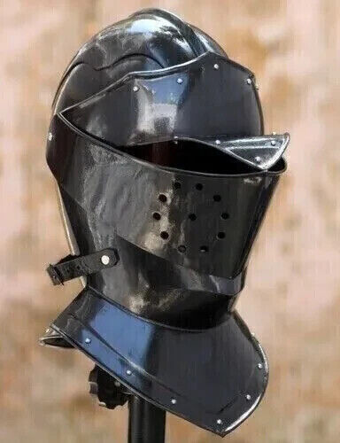 KNIGHT ARMOR HELMET STEEL LARP MEDIEVAL CLOSE HELMET BATTLE HELMET indian-antiq