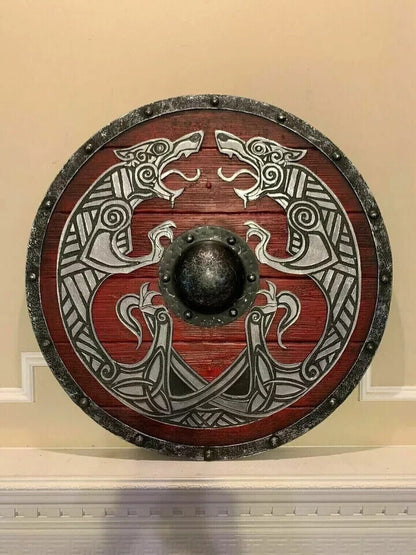 Christmas Medieval Shield Viking Shield 24" Wooden Shield Heavy Metal Fitted