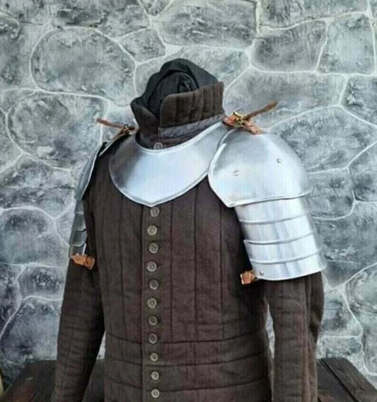 Medieval Knight armor solid steel Gorget & Pouldron And Nack Christmas Gift Item