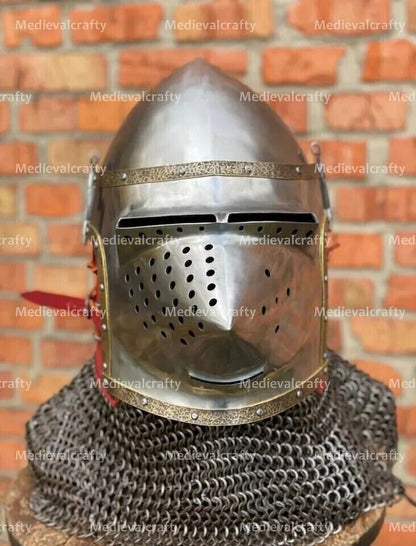 Hundshughel Klappvisor Helmet 14 Gauge Steel Medieval Armour Gift For Cosplay