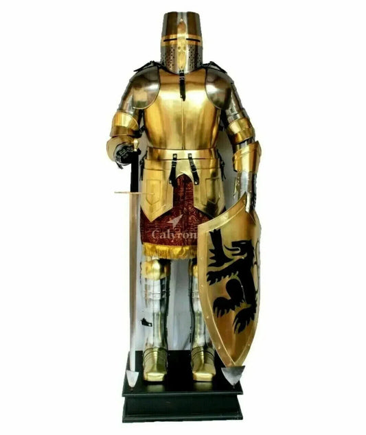 Medieval Brass Wearable Knight Suit Of Armor Crusader Gothic Full Body Armor