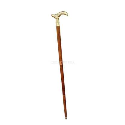 Antique Brass Nude Girl Handle Brown Wood Walking Stick Cane handmade vintage A