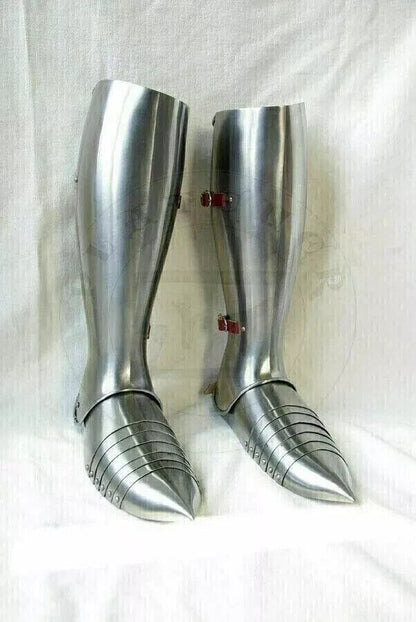 Medieval Leg Armor Steel Warrior Larp Greaves Knight Armor Sabatons cosplay SCA