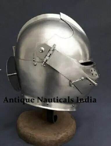 Medieval Close Helmet Knight Armor Steel Battle 18 Gauge Steel LARP Reenactment