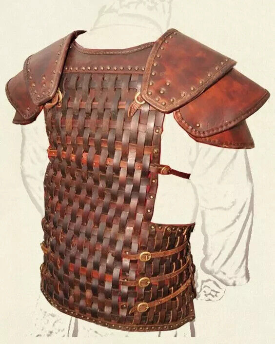 Celtic Breastplate Reenactment Costume Medieval Viking Leather Woven Jacket