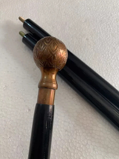 Ball Head Handle Vintage Style Antique Brass Victorian Wooden Walking Stick Cane