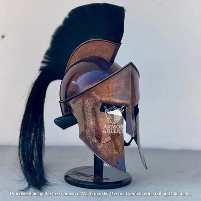 Spartan Helmet – Authentic King Leonidas 300 Movie Replica | Steel Knight Helmet with Wooden Stand
