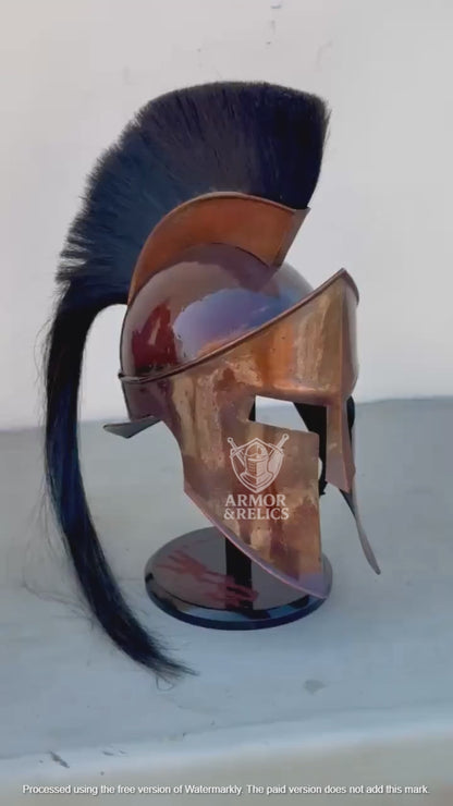 Spartan Helmet – Authentic King Leonidas 300 Movie Replica | Steel Knight Helmet with Wooden Stand